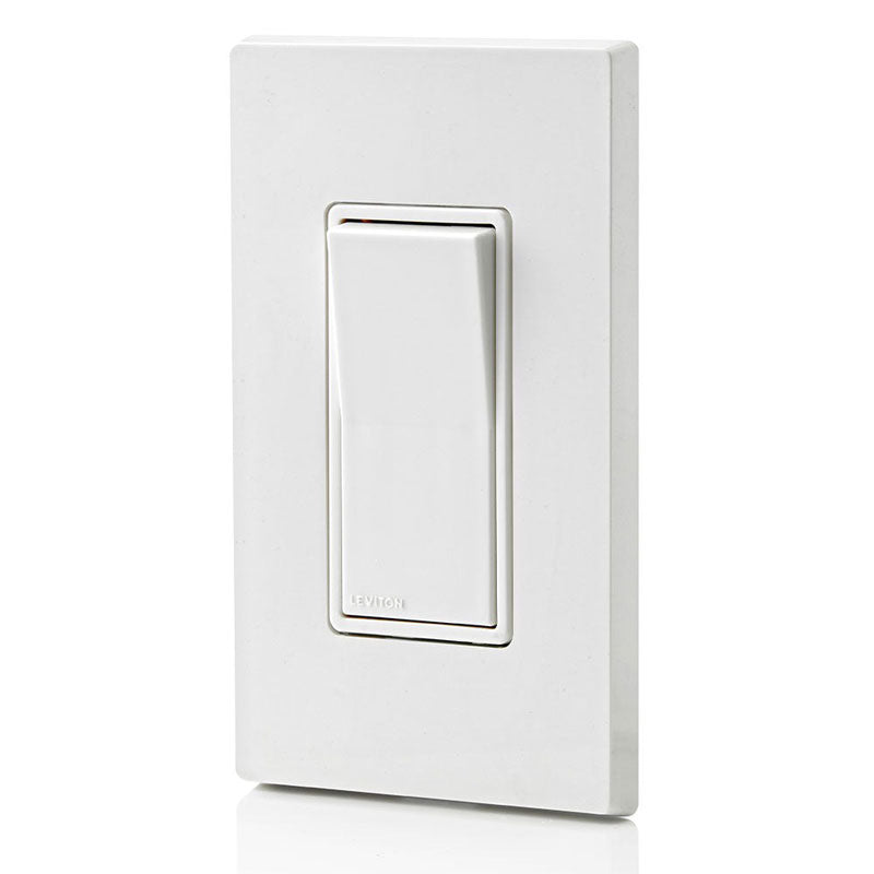Leviton 5601-P2W Decora Rocker Single-Pole Quiet Switch, 15A, White – 1-Pack/10-Pack (Wall Plates Excluded)