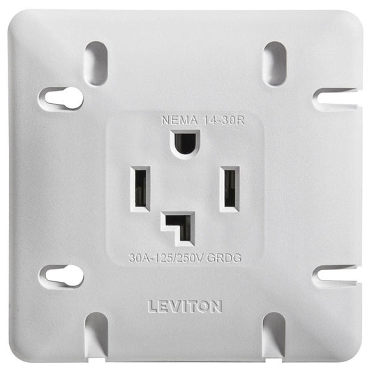 Leviton 1278-S30 30A Dryer Receptacle, White – Industrial-Grade with Mounting Plate