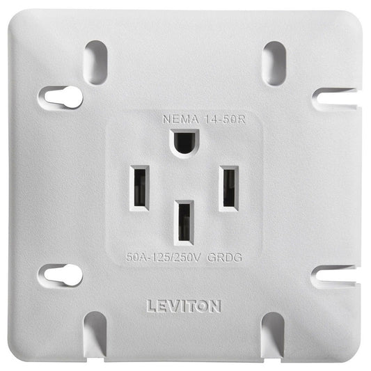 Leviton 1279-S50 50A Range Receptacle, White – Industrial-Grade with Mounting Plate