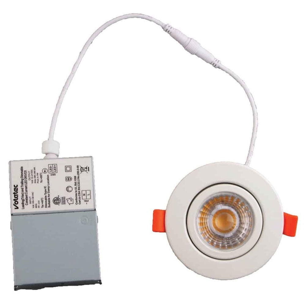 Votatec 3″ Gimbal LED Downlight Slim Panel Led Potlight 3000K/4000K/5000K changeable White/Black/Nickel