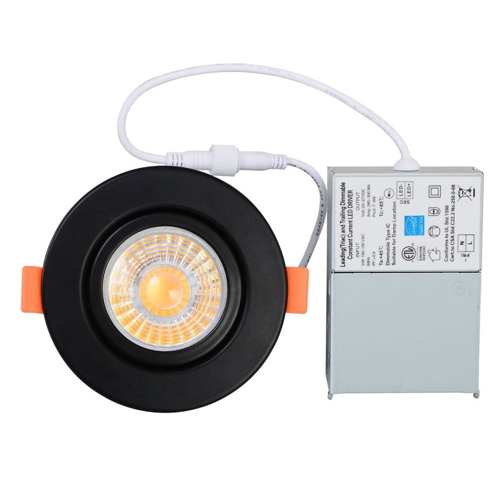 Votatec 3″ Gimbal LED Downlight Slim Panel Led Potlight 3000K/4000K/5000K changeable White/Black/Nickel