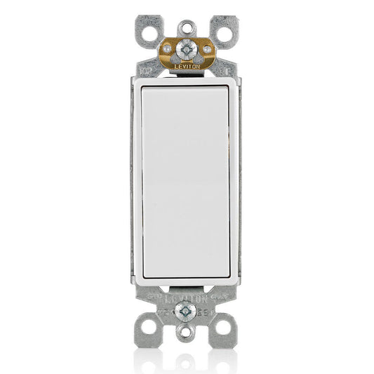 Leviton 5603-P2W 15 Amp Decora Rocker 3-Way Quiet Switch, White – 1-Pack/10-Pack