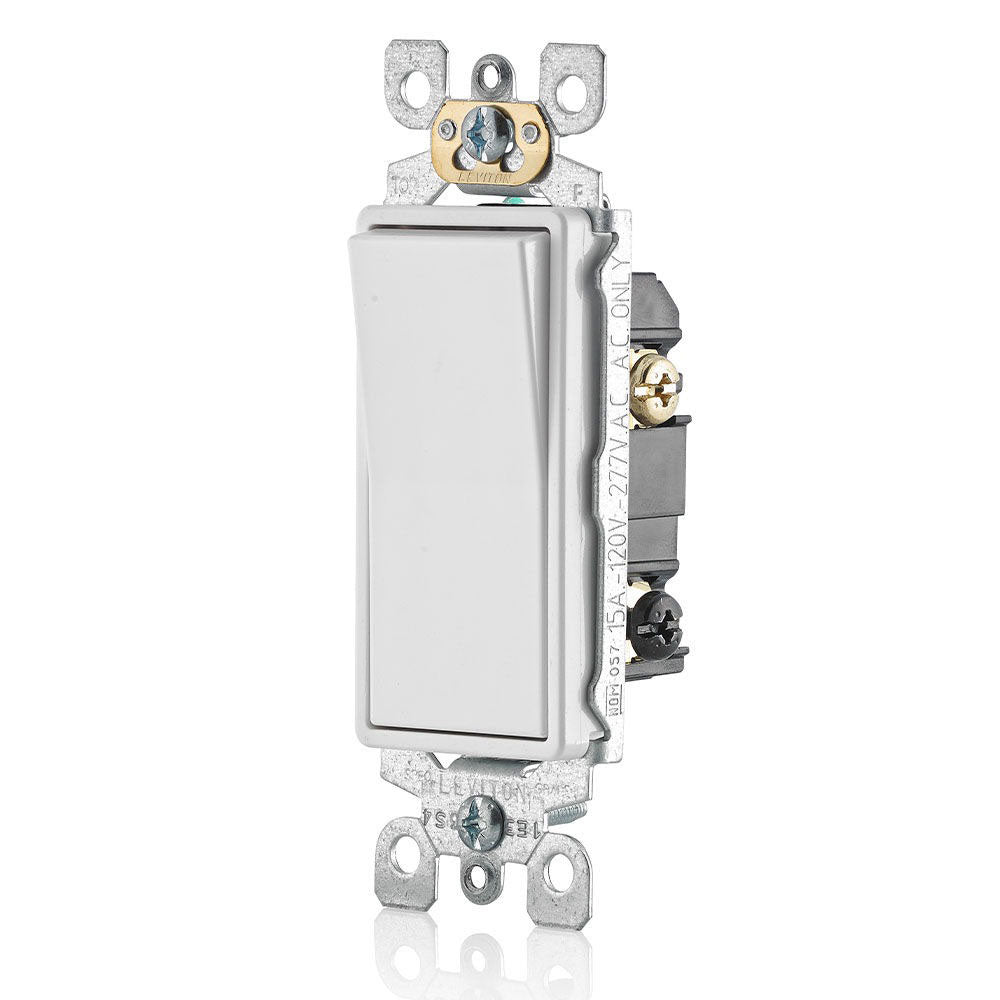 Leviton 5603-P2W 15 Amp Decora Rocker 3-Way Quiet Switch, White – 1-Pack/10-Pack