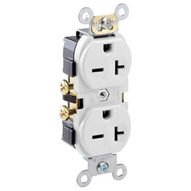 Leviton 5822-W 20A 250V Commercial-Grade Self-Grounding Duplex Receptacle, White