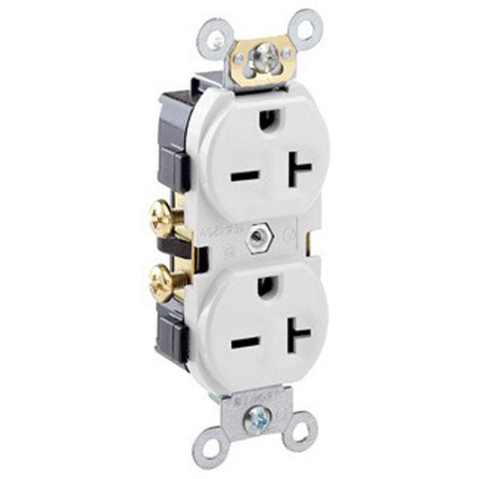 Leviton 5822-W 20A 250V Commercial-Grade Self-Grounding Duplex Receptacle, White