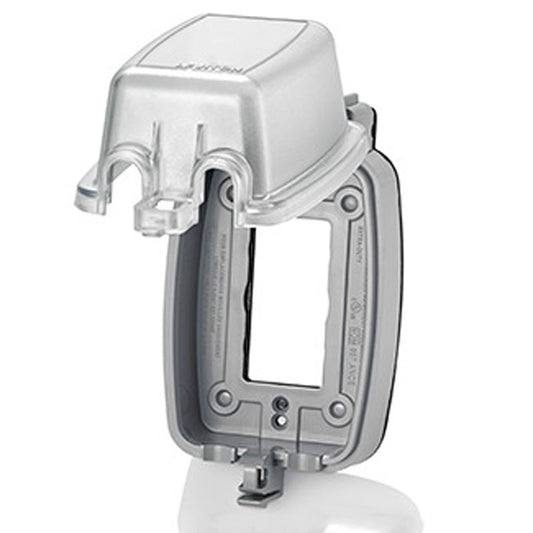 Leviton 5980-CL 1-Gang Extra Duty While-In-Use Cover for GFCI/Decora, Clear – Vertical Device Mount