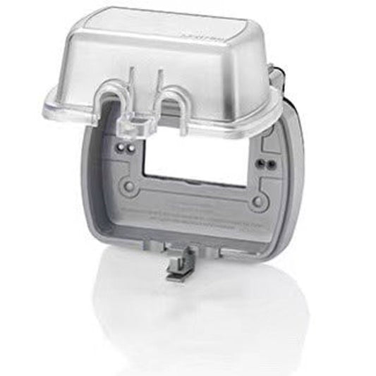 Leviton 5981-CL 1-Gang Extra Duty While-In-Use Cover for GFCI/Decora, Clear – Horizontal Device Mount with Adapter Plates