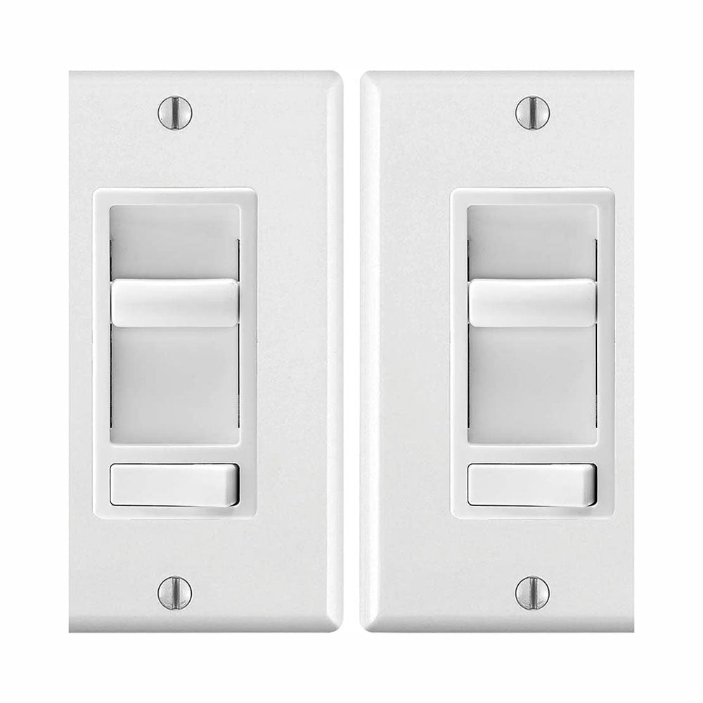 Leviton 6674-2PK SureSlide Universal Slide Dimmer with Preset Switch (2-Pack), White – Wall Plate Included