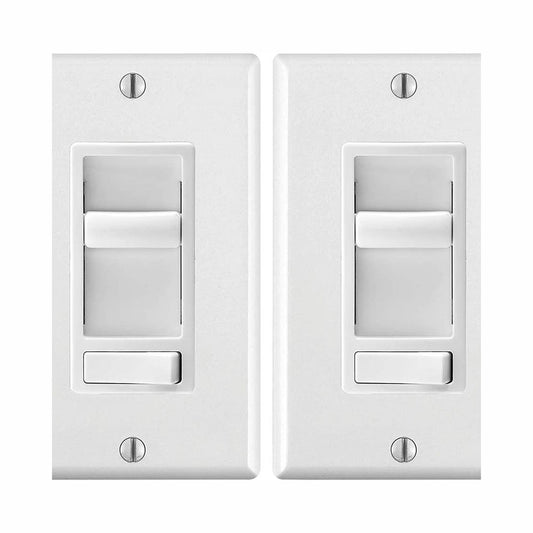 Leviton 6674-2PK SureSlide Universal Slide Dimmer with Preset Switch (2-Pack), White – Wall Plate Included