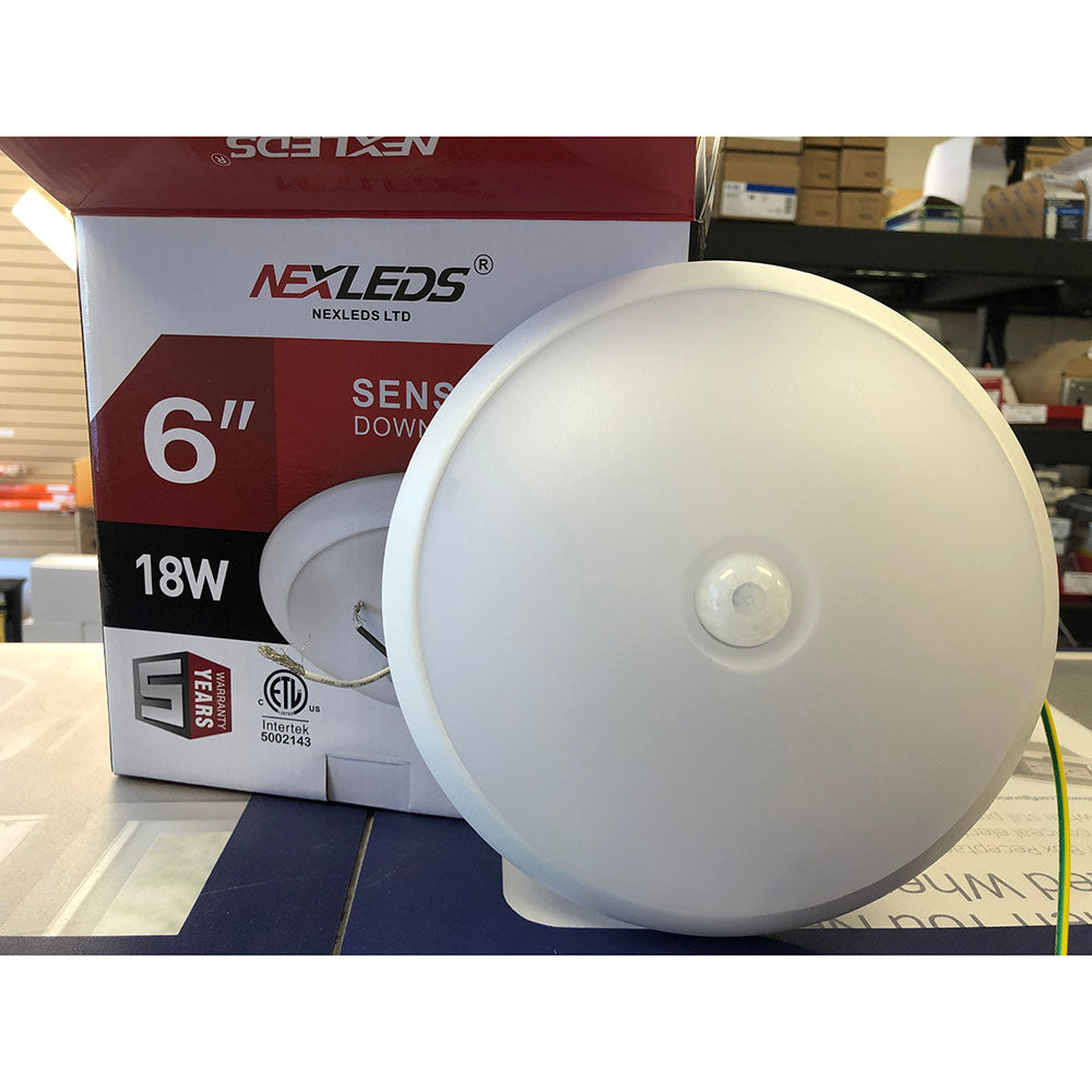 NEXLEDS 6Inch Sensor Downlight Disk Light 3CCT(3000K/4000K/5000K Switchable)