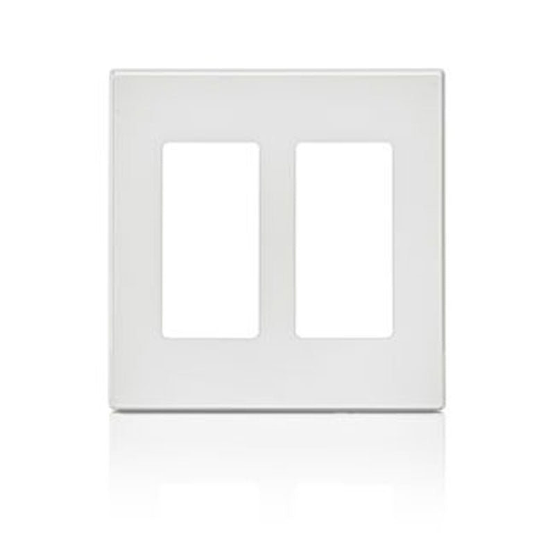 Leviton 80309-SW 2-Gang Decora Plus Screwless Wallplate, White