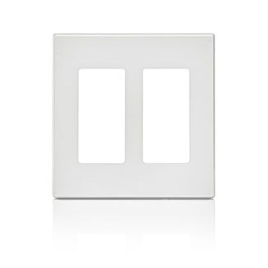 Leviton 80309-SW 2-Gang Decora Plus Screwless Wallplate, White