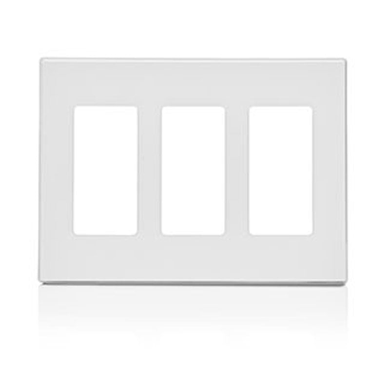 Leviton 80311-SW 3-Gang Decora Plus Screwless Wallplate, White