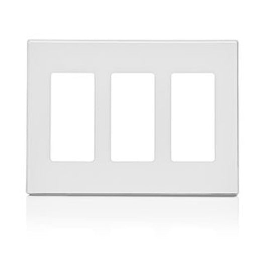 Leviton 80311-SW 3-Gang Decora Plus Screwless Wallplate, White