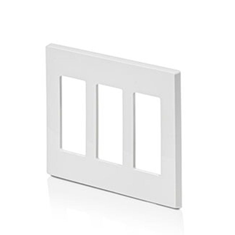 Leviton 80311-SW 3-Gang Decora Plus Screwless Wallplate, White