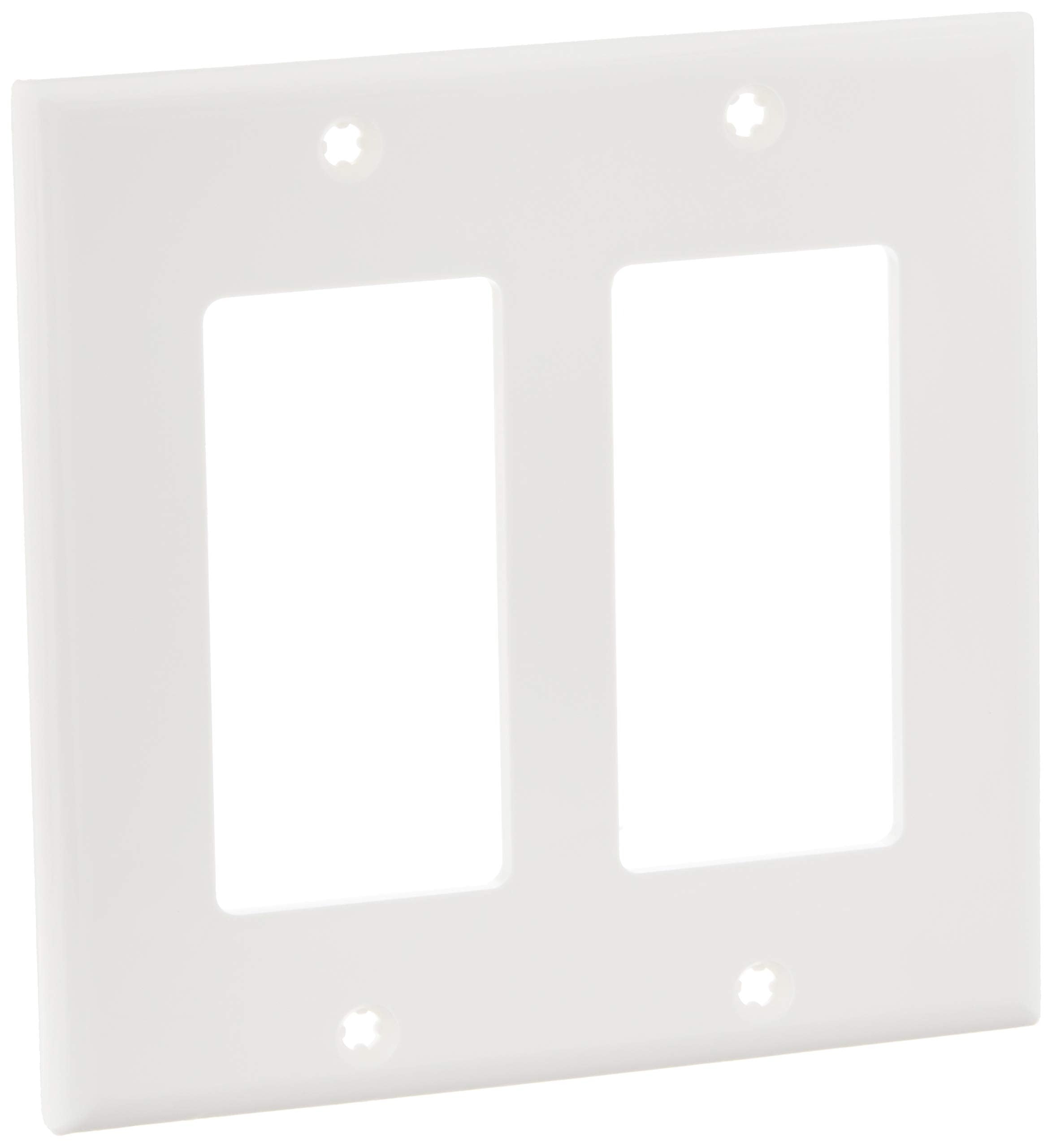 Leviton 80409-NW 2-Gang Decora/GFCI Wallplate, Standard Size, White – 1-Pack/25-Pack