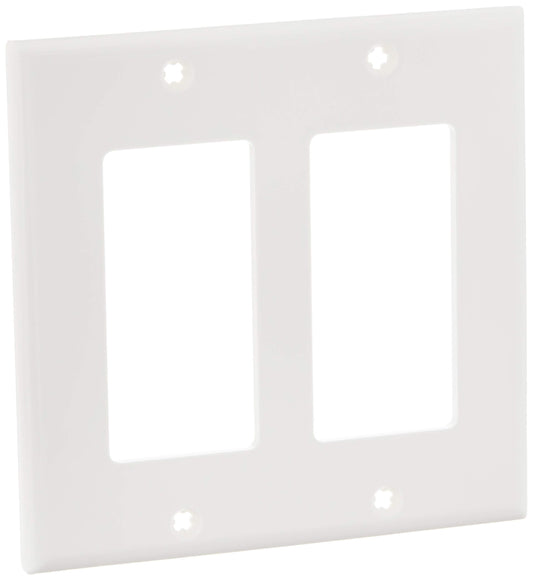Leviton 80409-NW 2-Gang Decora/GFCI Wallplate, Standard Size, White – 1-Pack/25-Pack