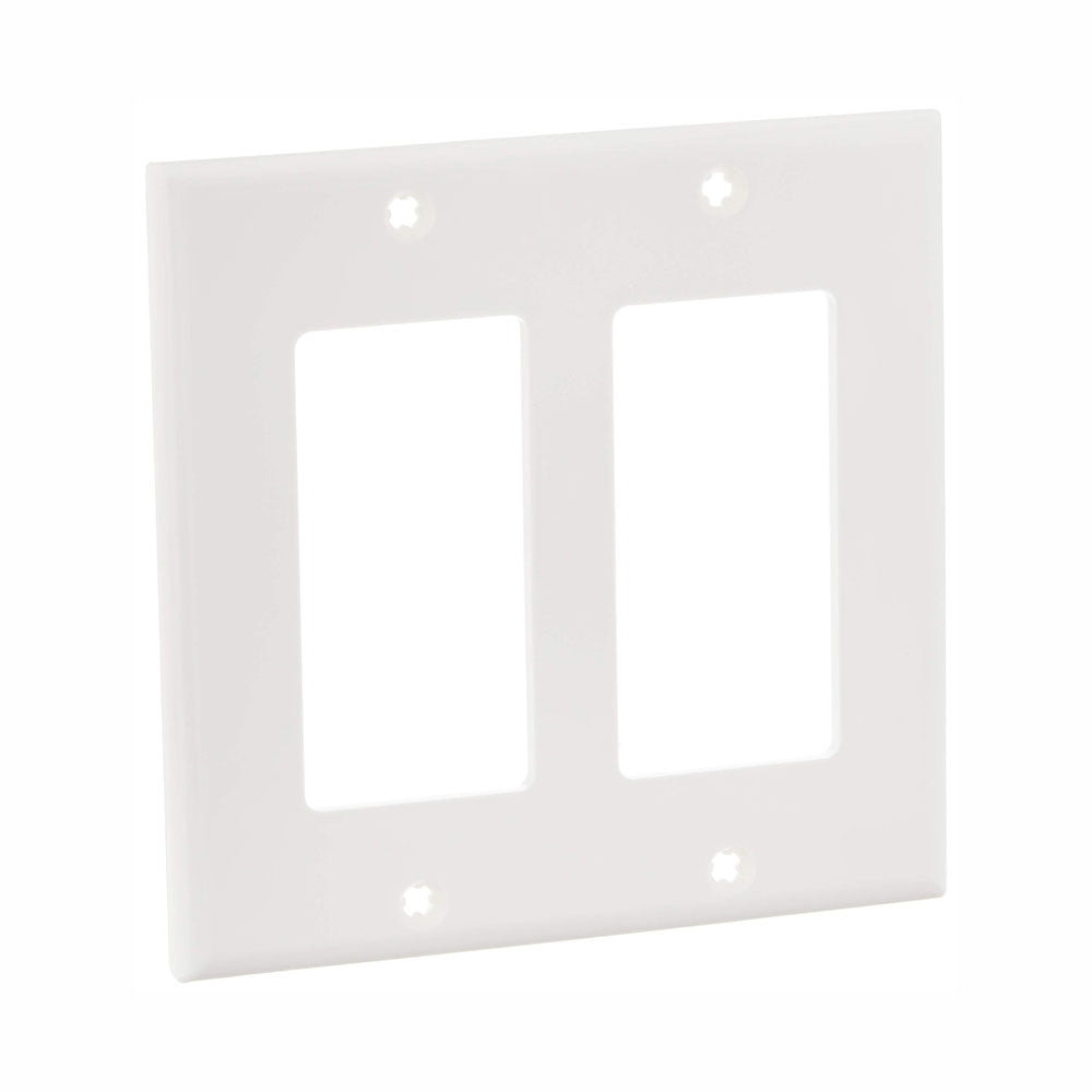 Leviton 80409-NW 2-Gang Decora/GFCI Wallplate, Standard Size, White – 1-Pack/25-Pack