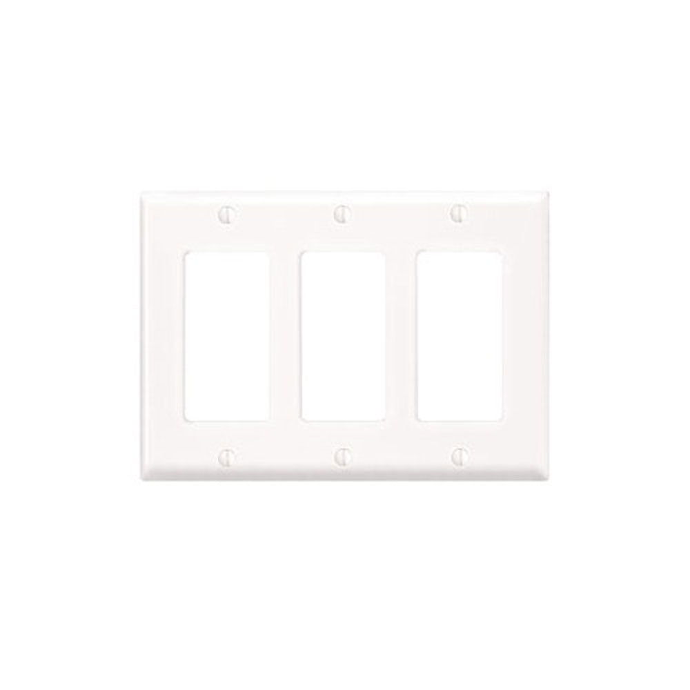 Leviton 80411-NW 3-Gang Decora/GFCI Wall Plate, Standard Size, White – 1-Pack/10-Pack