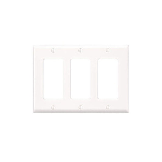 Leviton 80411-NW 3-Gang Decora/GFCI Wall Plate, Standard Size, White – 1-Pack/10-Pack