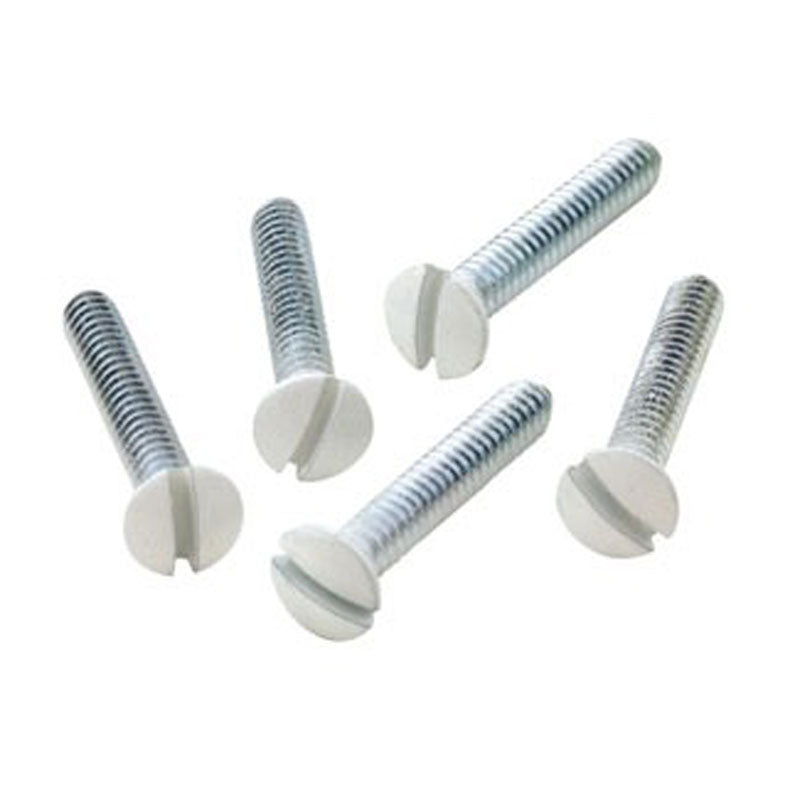 Leviton 88500-PRT Replacement Wallplate Screws, 7/8" Long, 6-32 Thread, Oval Head, White – 1 Box (50 Pieces)