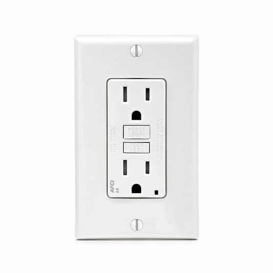 Leviton AFTR1-W SmartlockPro 15-Amp AFCI Tamper-Resistant Receptacle, White – Wall Plate Included