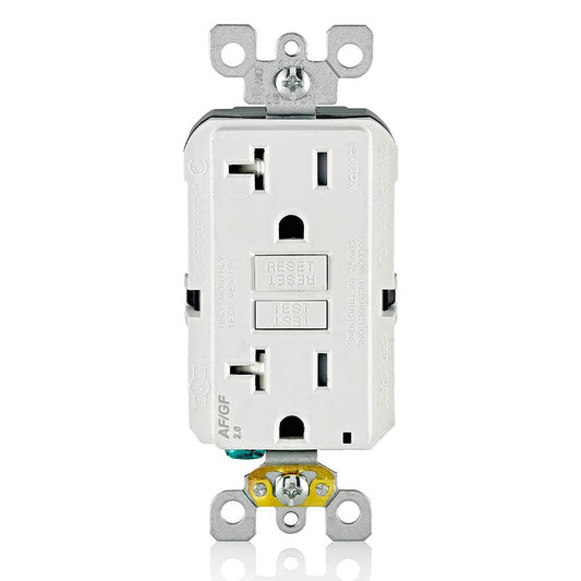 Leviton AGTR2-W SmartlockPro Dual Function AFCI/GFCI Receptacle, 20 Amp/125V, White – Wall Plate Included
