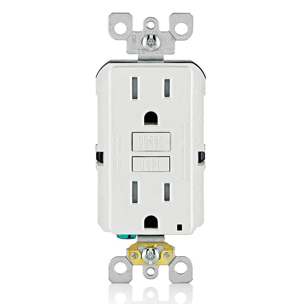 Leviton GFTR1-W SmartlockPro Slim GFCI Tamper-Resistant Receptacle with Self-Test and LED Indicator, 15-Amp, White – Wall Plates Included