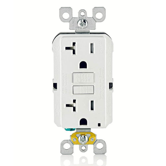 Leviton GFTR2-W SmartlockPro Slim GFCI Tamper-Resistant Receptacle with LED Indicator, 20-Amp, White – Wall Plates Included
