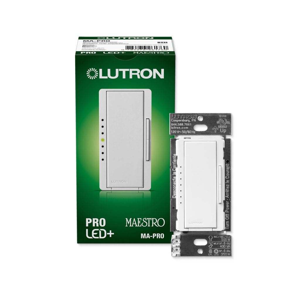 Lutron MA-PRO-WH Maestro C•L Pro Dimmer, Single-Pole or 3-Way, Multi-Location – White