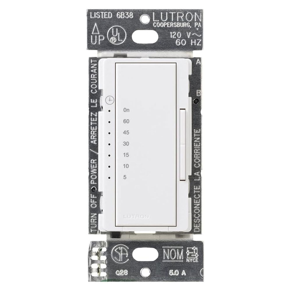 Lutron MA-T51MN-WH White Maestro Countdown Timer Switch for Fans and Lights, 3A/150-Watt LED Bulbs, Single-Pole/Multi-Location