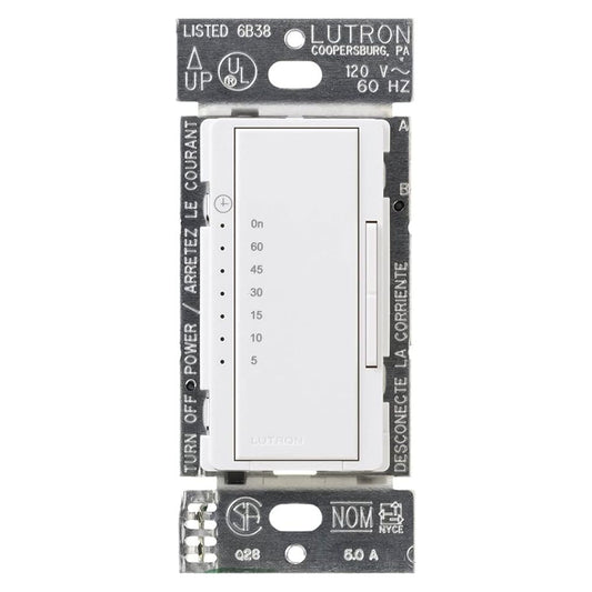 Lutron MA-T51MN-WH White Maestro Countdown Timer Switch for Fans and Lights, 3A/150-Watt LED Bulbs, Single-Pole/Multi-Location