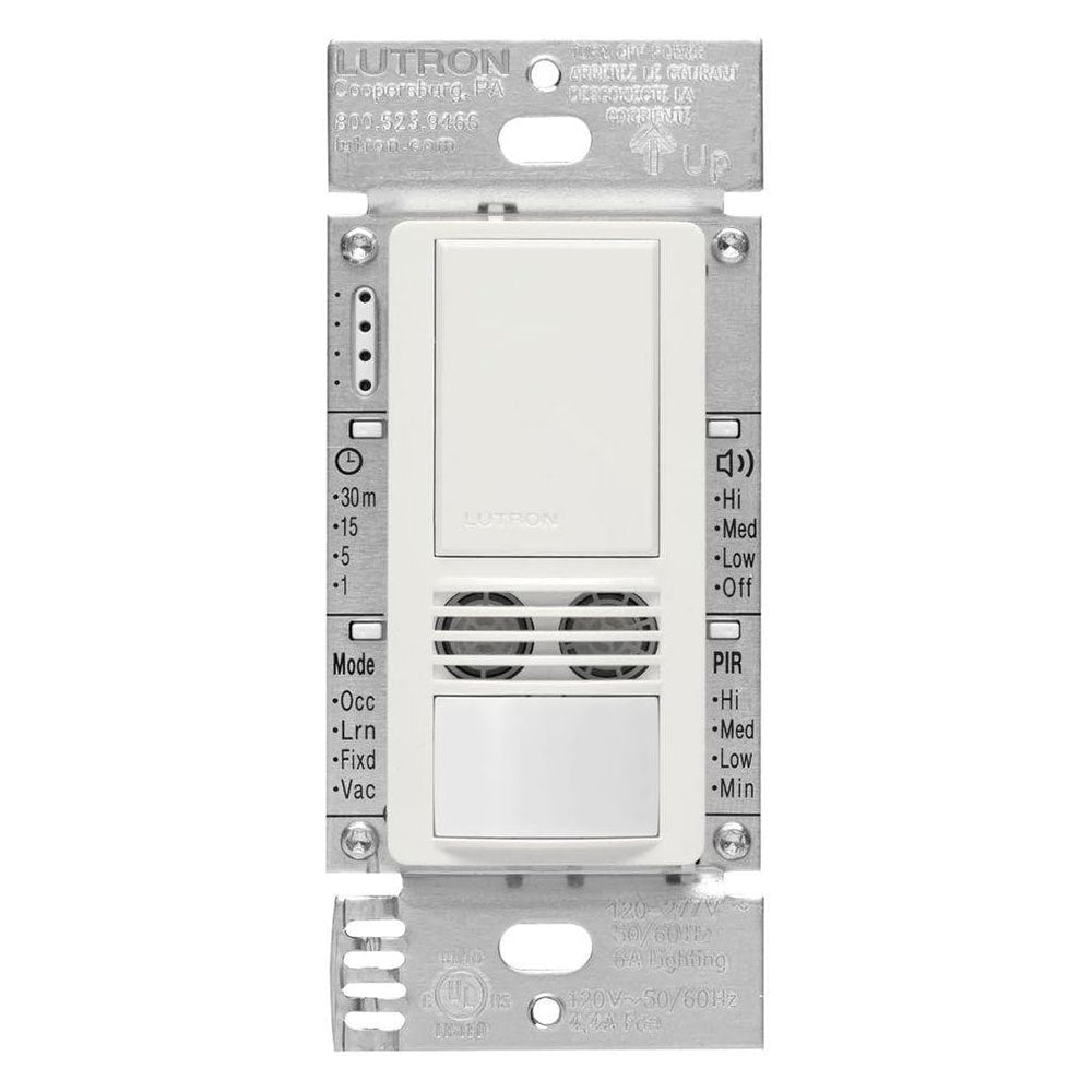 Lutron MS-A102-WH Maestro Dual Tech Occupancy Sensor Switch, no neutral required, 6 Amp Single-Pole, White