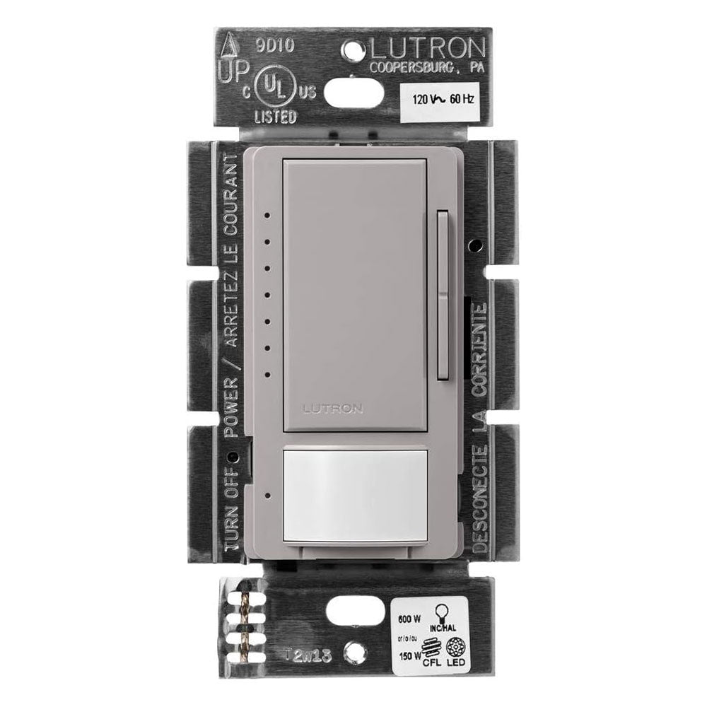 Lutron MSCL-OP153M-GR, Gray Maestro Motion Sensor Dimmer Switch for Bathroom, Garage, Laundry Room, and Closet, Occupancy and Vacancy Sensor, Single-Pole/Multi-Location, No Neutral Req