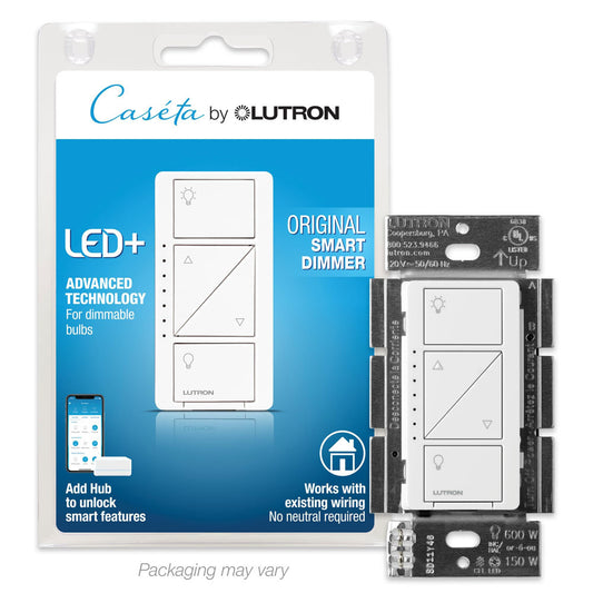 Lutron PD-6WCL-WH Caseta Wireless Smart Lighting Dimmer Switch for Wall & Ceiling Lights