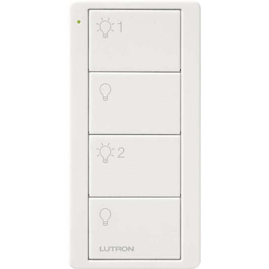Lutron PJ2-4B-GWH-L21 4-Button Pico Smart Remote - 2 Group Control - Light Icons - White