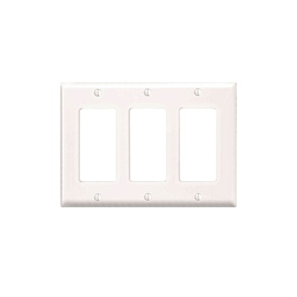 Leviton PJ263-W 3-Gang Decora/GFCI Midway Wallplate, White – Durable and Stylish Design