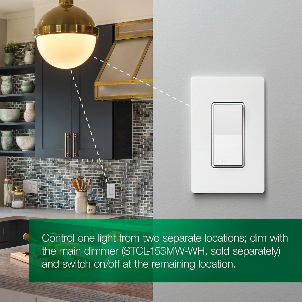 Lutron STCL-153MW-WH Sunnata Touch Dimmer with LED+ Technology – Superior Dimming for LEDs, Incandescent, and Halogen Bulbs in White Finish