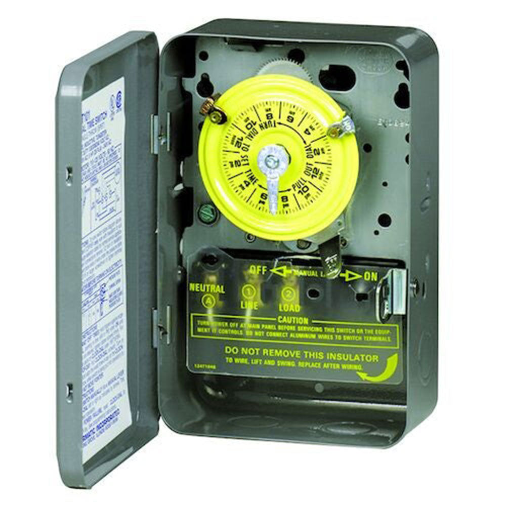 Intermatic T101 24-Hour Mechanical Time Switch, 120 VAC, 60Hz, SPST, Indoor Metal Enclosure, 1 Hour Interval