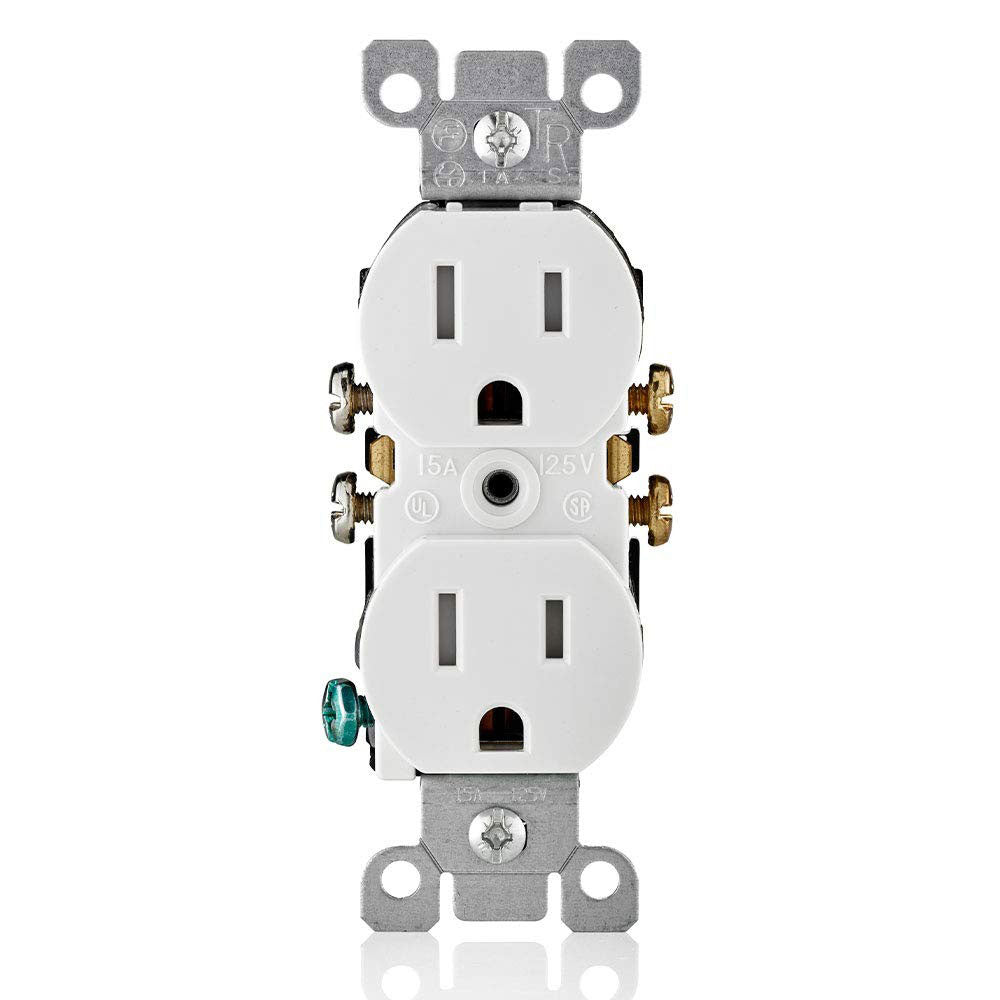 Leviton T5320-W 15 Amp Tamper-Resistant Duplex Outlet, White – Wall Plates Excluded