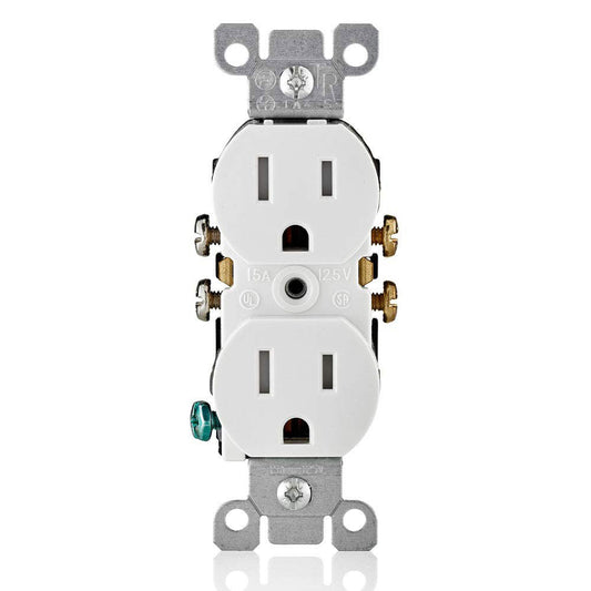 Leviton T5320-W 15 Amp Tamper-Resistant Duplex Outlet, White – Wall Plates Excluded