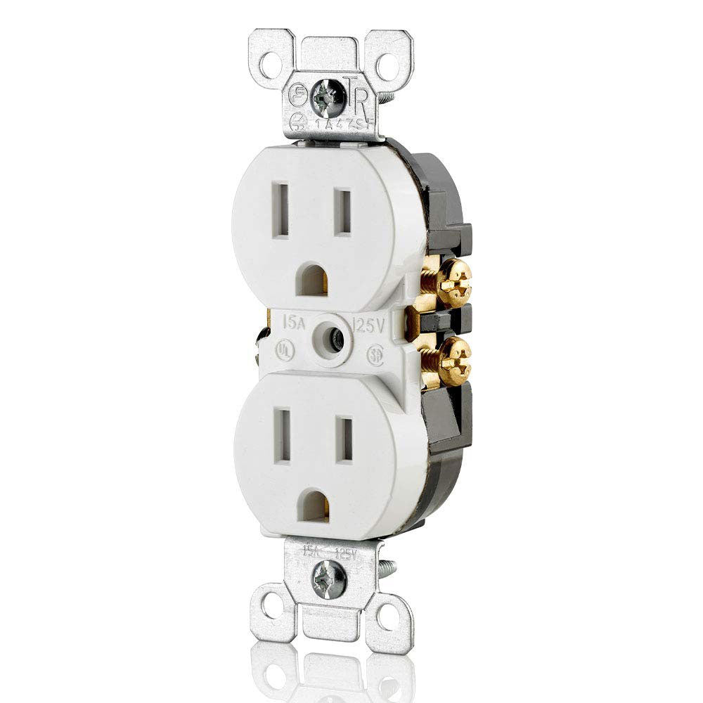 Leviton T5320-W 15 Amp Tamper-Resistant Duplex Outlet, White – Wall Plates Excluded
