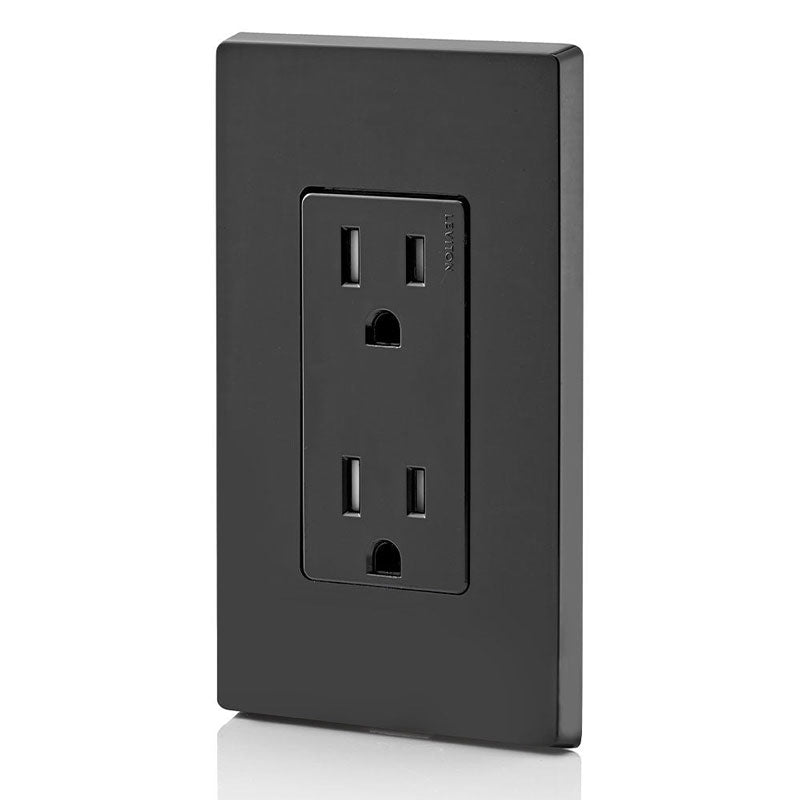 Leviton T5325-E 15A Tamper-Resistant Decora Duplex Receptacle, Black – Wall Plates Excluded (1-Pack)