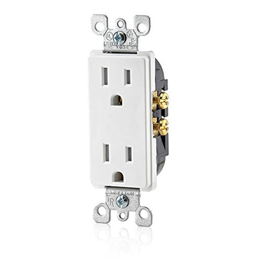 Leviton T5325-W 15 Amp Tamper-Resistant Decora Duplex Receptacle, White – 1-Pack or 10-Pack