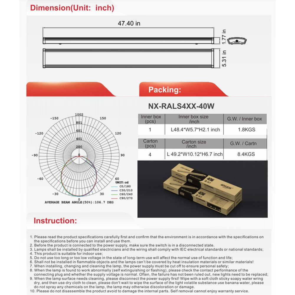 NEXLEDS Led Linear Wrap Round 3CCT Switchable (3000K/4000K/5000K)