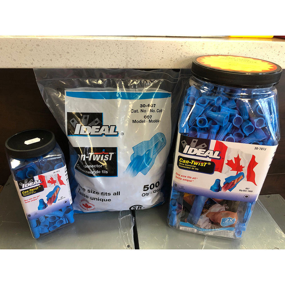 Ideal Can-Twist Wire Connector, One Size Fits All Blue 175 Pc Can-Twist Wire Connector, One Size Fits All Blue 175 Pc/500Pc/1000Pc