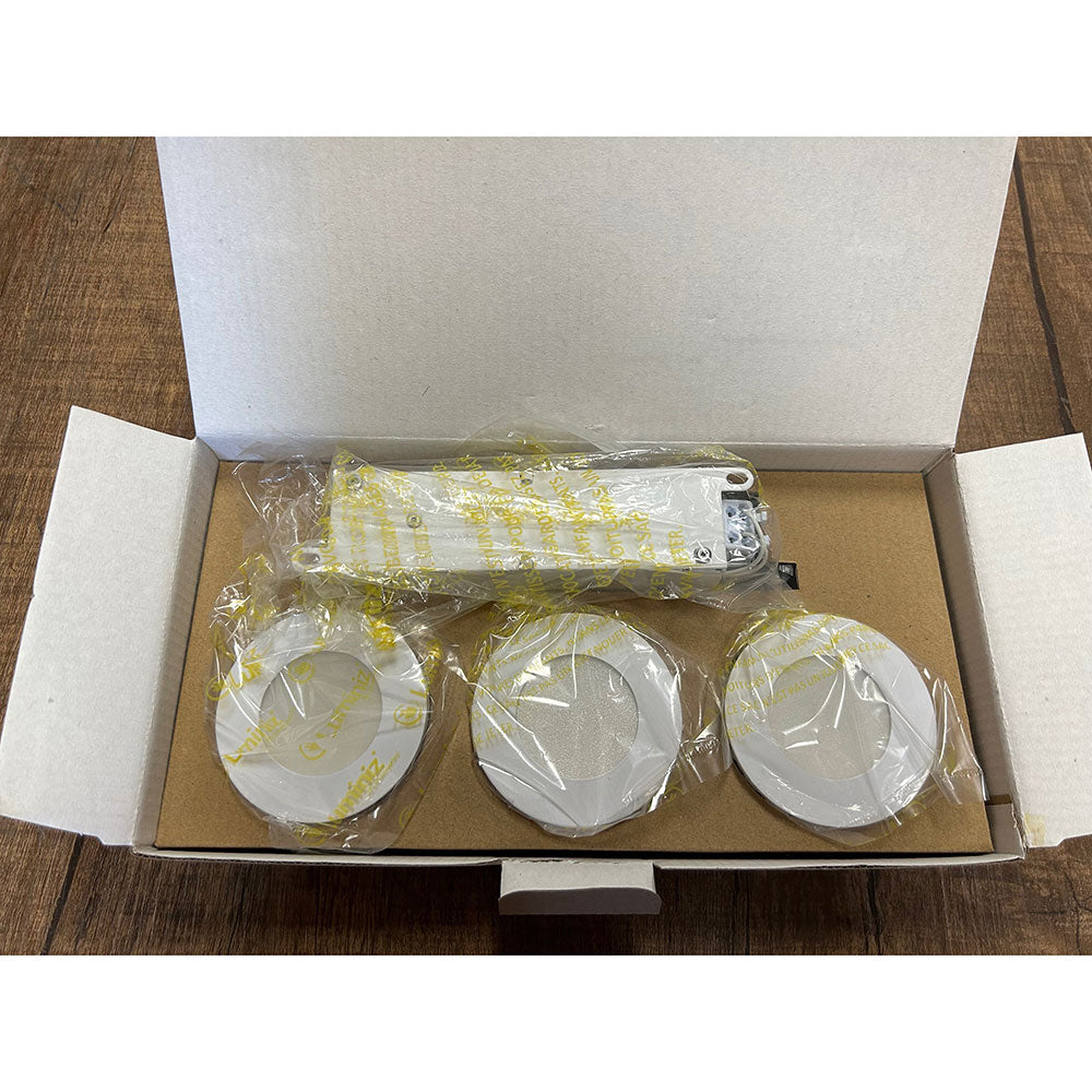 Luminiz 3'' puck light & Transformer & Combo(3 Lights+1 Transformer), white finish with 3 colors switchable, 3000k/4000k/5000k, 12V, 3.5W, 220Lm.